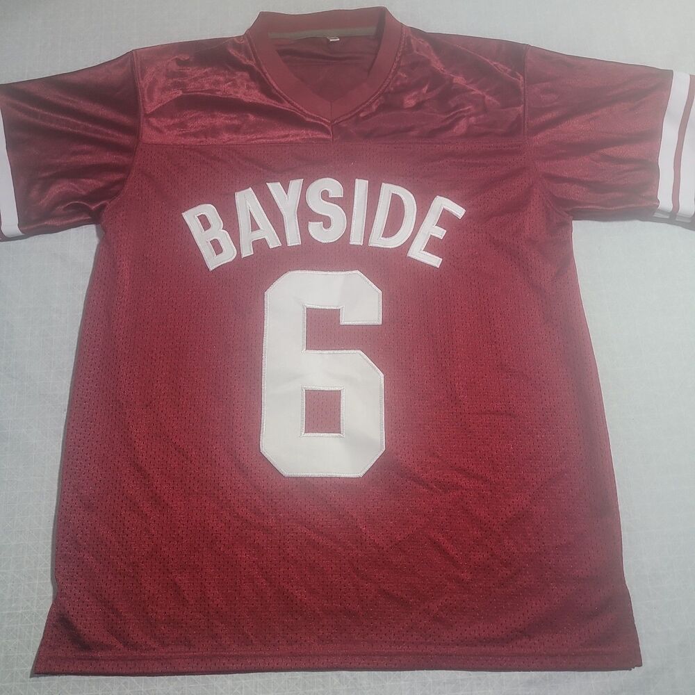 AC Slater #6 Bayside Saved The Bell Men's Football Jersey Stitched Maroon Small